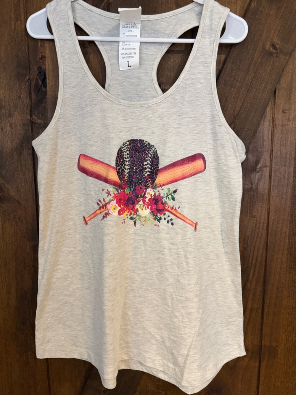 L&B life baseball racerback tank top